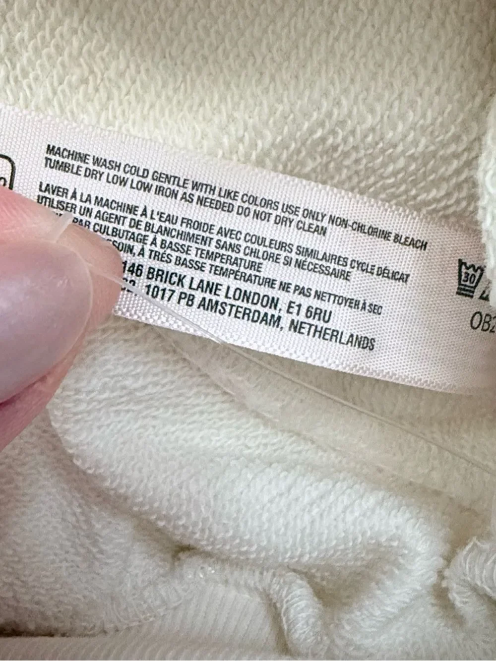 Free People Playbook Off-White Sweatshirt “Cream/Tofu” Baggie Semi-Crop Hoodie